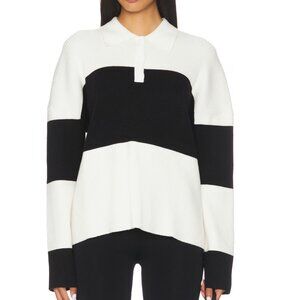 NEW ALL THE WAYS Penlee Sweater White & Black Stripe Long Sleeve Pullover Shirt